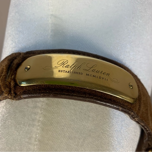 Ralph Lauren Suede Slouchy Hobo Shoulder Bag Logo Gold Plated Accent - Picture 6 of 14